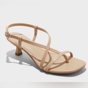 Women's Reggie Toe Thong Strappy
Heels - A New Day™ Tan 9.5
